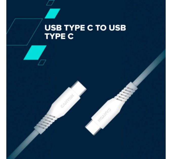 Canyon Дата кабель USB-C to USB-C 2.0m CC60SC 60W White Canyon (CNS-CC60SC20W)