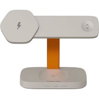 Зарядний пристрій Canyon wireless charger HEXAGON WCS-310 3in1 LightGrey/Orange (CNS-WCS310LGOR)