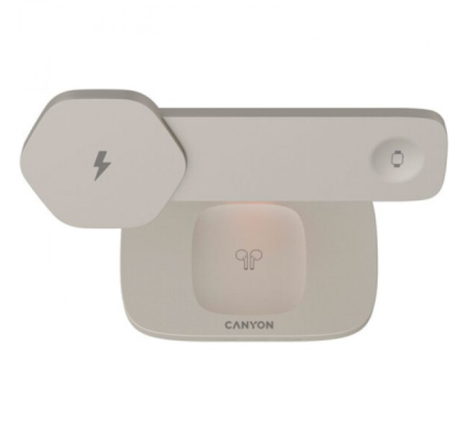 Canyon Зарядний пристрій Canyon wireless charger HEXAGON WCS-310 3in1 LightGrey/Orange (CNS-WCS310LGOR)