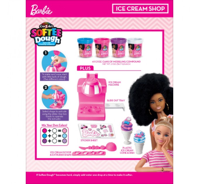 Cra-Z-Art Набір для творчості Cra-Z-Art Barbie Тісто для ліплення, Магазин морозива з формами, набір 8 од (34040CRA)