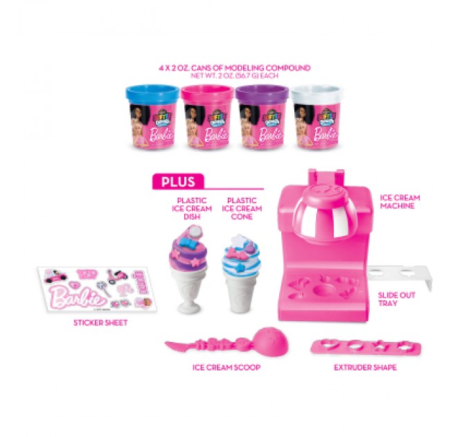 Cra-Z-Art Набір для творчості Cra-Z-Art Barbie Тісто для ліплення, Магазин морозива з формами, набір 8 од (34040CRA)