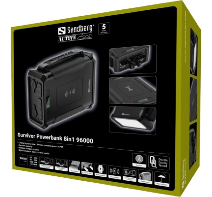 Sandberg Батарея універсальна Sandberg 96000mAh, Survivor, DC/84W, PD/60W, Cigar Lighter 180W, Wireless, LiFePo4 (420-78)