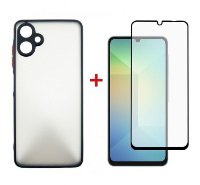 Dengos Чохол до мобільного телефона Dengos Kit Samsung Galaxy A06 case Matte + glass (Black) (DG-KM-126)