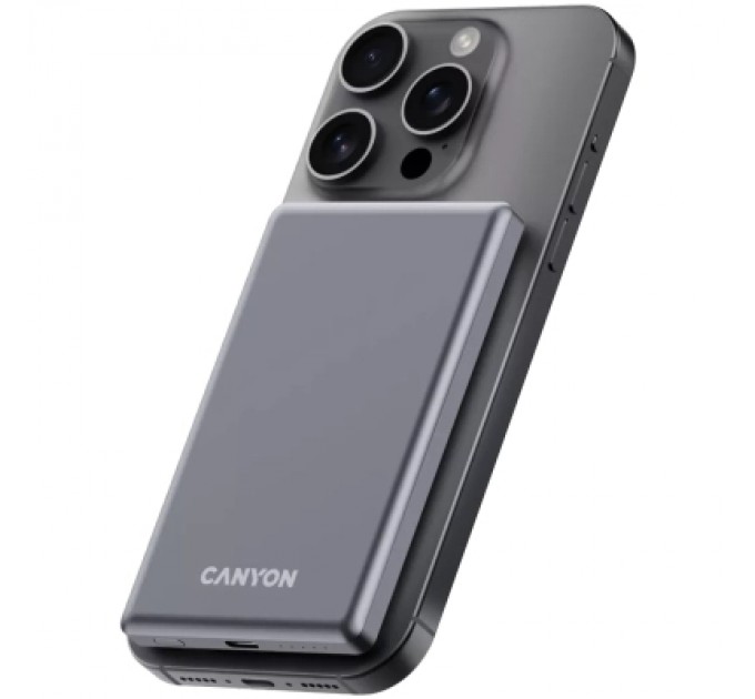 Canyon Батарея універсальна Canyon 5000mAh OnPower 505 slim Magsafe PD/20W Dark Grey (CNS-CPB505DG)