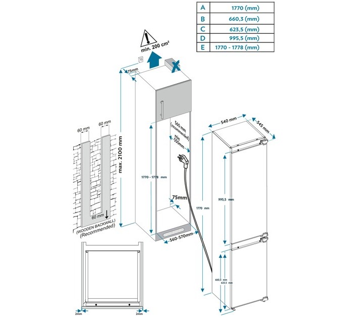 Vestfrost Вбудований холодильник Vestfrost IRF 2761