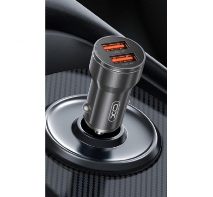 XO Зарядний пристрій XO CC48 + cable Lightning Smart Metal 2USB, 2.4A Grey (XO-CC48i-GR)