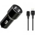 XO Зарядний пристрій XO TZ09 2.4A/2 USB + cable Type-C Black (XO-TZ09T-BK)