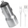 XO Зарядний пристрій XO TZ09 2.4A/2 USB + cable Type-C Grey (XO-TZ09T-GR)