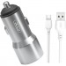 XO Зарядний пристрій XO TZ09 2.4A/2 USB + cable Type-C Grey (XO-TZ09T-GR)