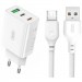 XO Зарядний пристрій XO L101 PD + QC3.0 (1USB/2Type-C/20W) + USB - MicroUSB White (XO-L101-WH)