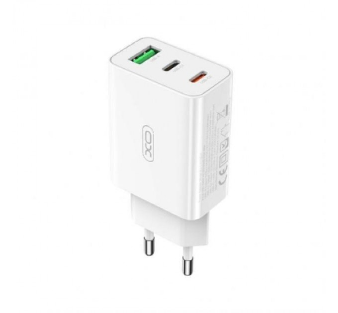 XO Зарядний пристрій XO L101 PD + QC3.0 (1USB/2Type-C/20W) + USB - MicroUSB White (XO-L101-WH)