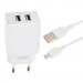 XO Зарядний пристрій XO L75 2USB/2.4A + MicroUSB White (XO-L75-M)
