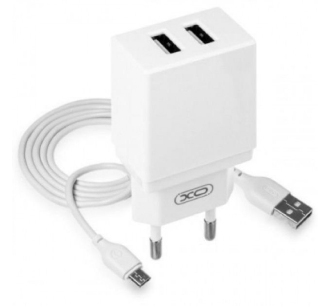 XO Зарядний пристрій XO L75 2USB/2.4A + MicroUSB White (XO-L75-M)