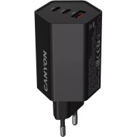 Зарядний пристрій Canyon HEXAGON 65 GaN 65W 2xPD 1xQC EU Black (CND-CHAHEX65B)