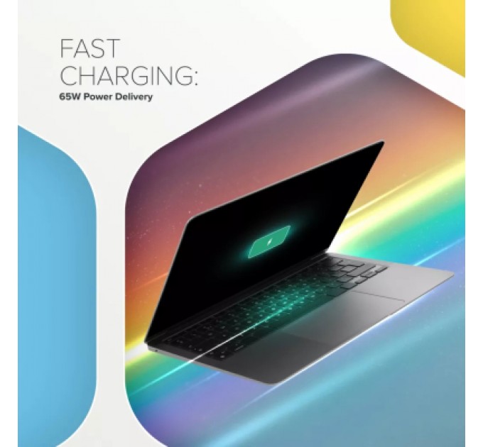 Canyon Зарядний пристрій Canyon HEXAGON 65 GaN 65W 2xPD 1xQC EU Black (CND-CHAHEX65B)