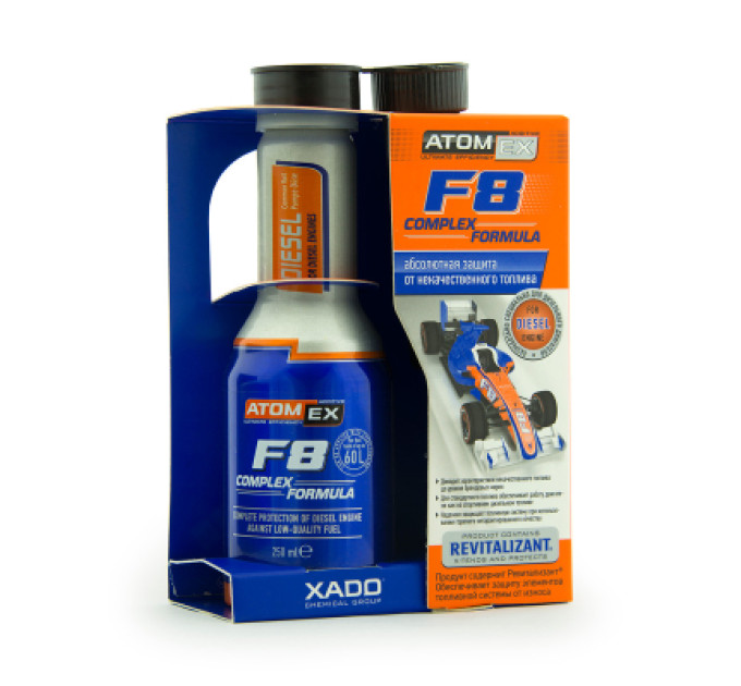 Xado Присадка автомобільна Xado Atomex F8 Complex Formula для абсол. захисту від некач. палива, Диз 250 мл (XA 40213_10)