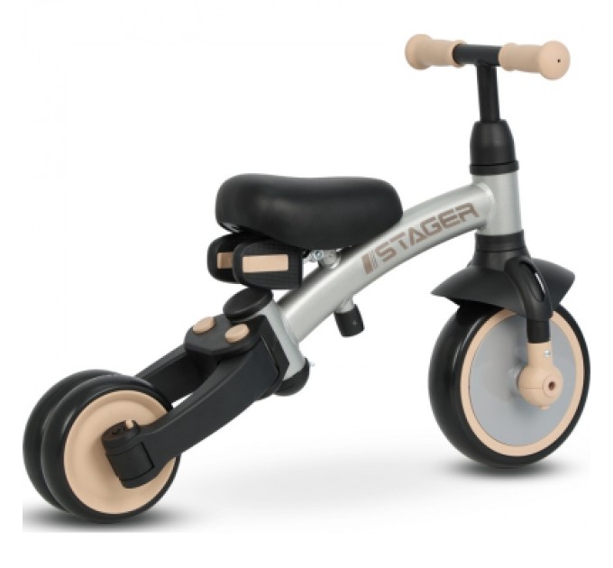 QPlay Дитячий велосипед QPlay Stager 3 в 1 з ручкою, біговел, Silver (T80STAGERSilver)