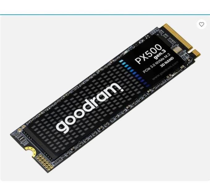 Goodram Накопичувач SSD 512GB Goodram PX500 M.2 2280 PCIe 3.0 x4 NVMe 3D TLC (SSDPR-PX500-512-80-G3)