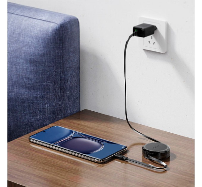 Acefast Дата кабель USB-C to USB-C 0.8m 60W dual retraction C13-03 Black Acefast (6974316280132)