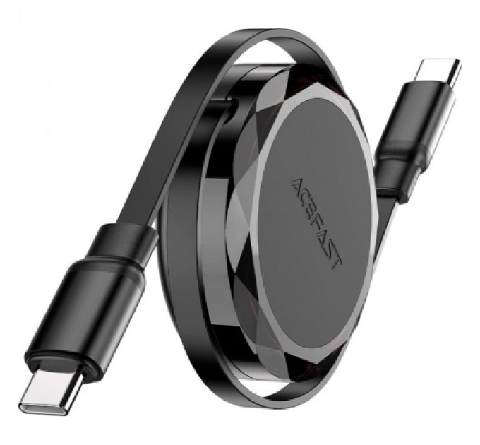 Acefast Дата кабель USB-C to USB-C 0.8m 60W dual retraction C13-03 Black Acefast (6974316280132)