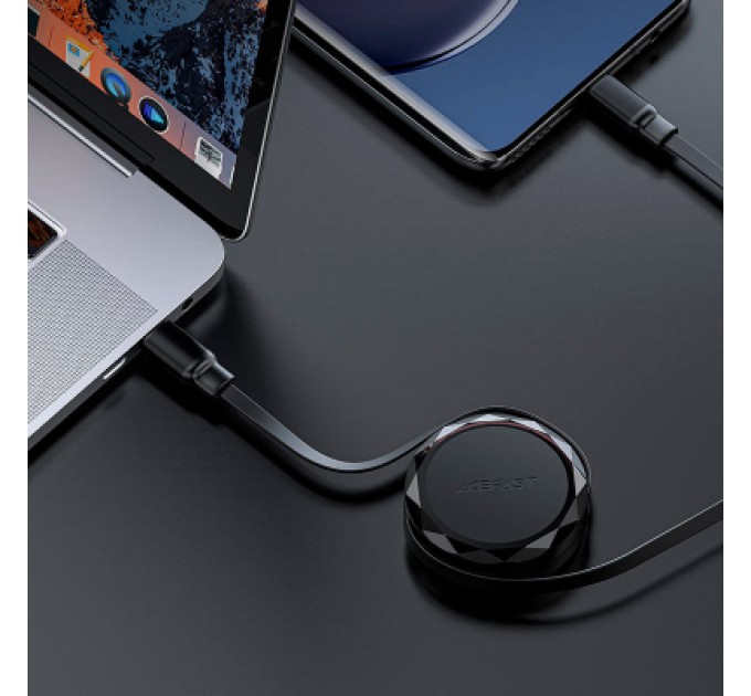 Acefast Дата кабель USB-C to USB-C 0.8m 60W dual retraction C13-03 Black Acefast (6974316280132)