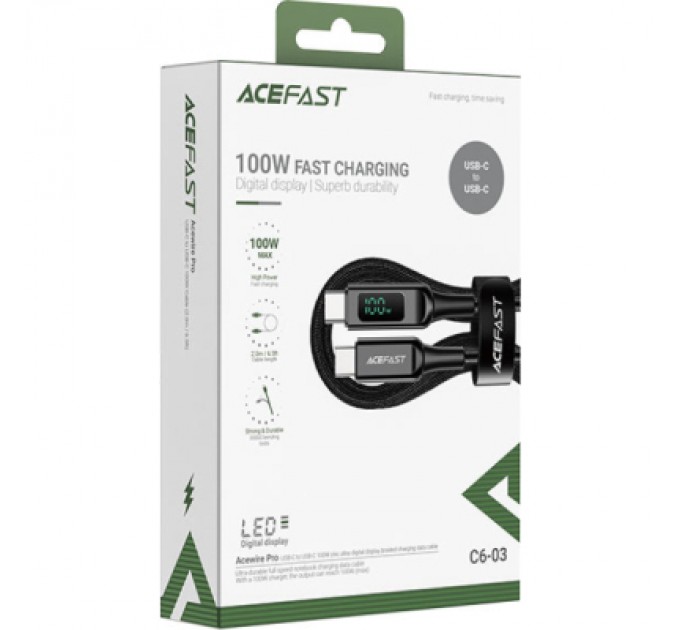 Acefast Дата кабель USB-C to USB-C 2.0m 100W with display C6-03 Acefast (6974316281054)