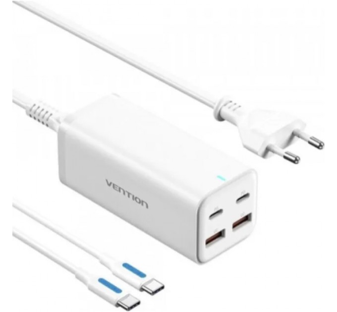 Vention Зарядний пристрій Vention 4xUSB 100W (2xUSB-C+2xUSB-A) PD3.0/QC 3.0/GaN White (FBSWG-EU)