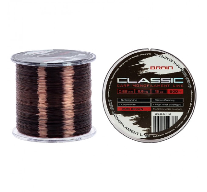 Brain Волосінь Brain Classic Carp Line (dark brown) 600m 0.25mm 15lb 6.6kg (1858.81.13)