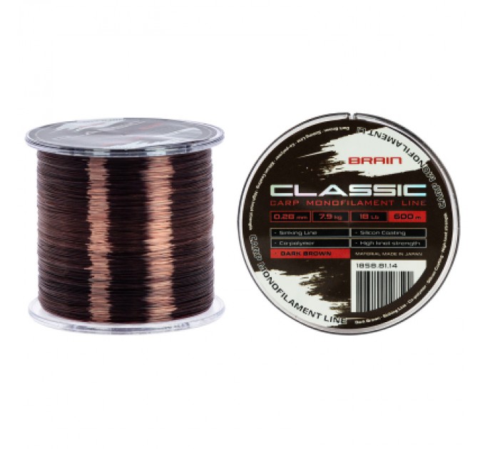 Brain Волосінь Brain Classic Carp Line (dark brown) 600m 0.28mm 18lb 7.9kg (1858.81.14)