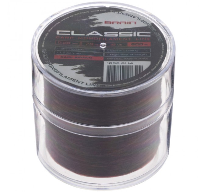 Brain Волосінь Brain Classic Carp Line (dark brown) 600m 0.28mm 18lb 7.9kg (1858.81.14)