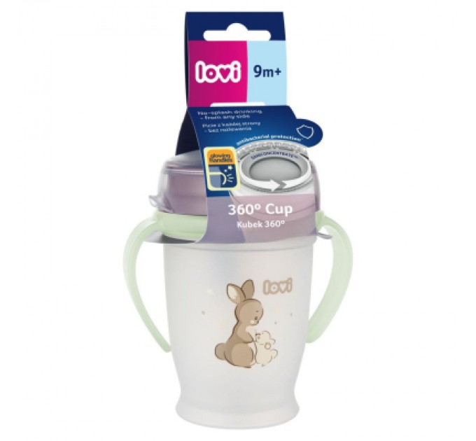 Lovi Поїльник-непроливайка Lovi 360 250 мл Night&Day Rabbit (1/610)