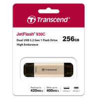USB флеш накопичувач Transcend 256GB JetFlash 930 Gold-Black USB 3.2/Type-C (TS256GJF930C)
