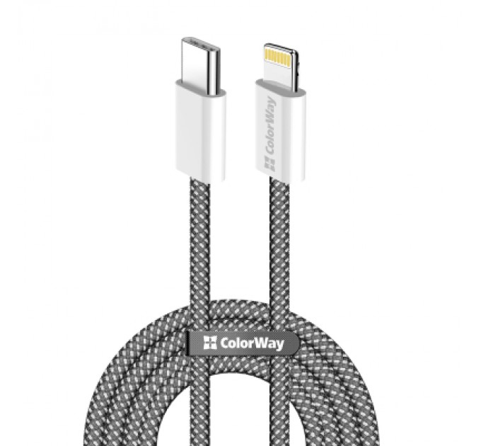 ColorWay Дата кабель USB-C to Lightning 2.0m (PDF Fast Charging 27W) black ColorWay (CW-CBPDCL068-BK)