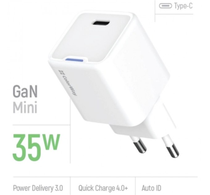 ColorWay Зарядний пристрій ColorWay GaN Mini 35W PD Port PPS USB-C white (CW-CHS056PD-WT)