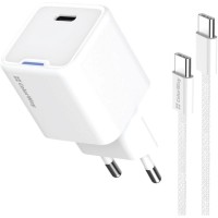 Зарядний пристрій ColorWay GaN Mini 35W PD Port PPS USB-C white cable Type-C (CW-CHS056PDC-WT)