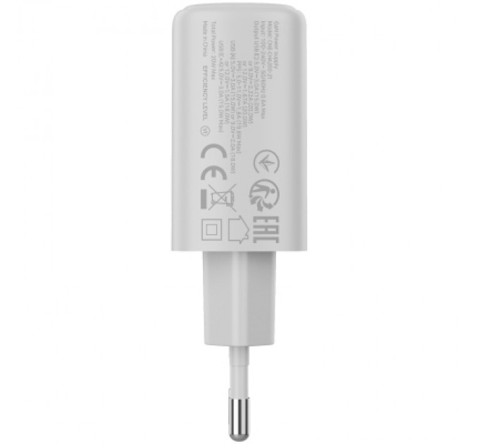 Canyon Зарядний пристрій Canyon OnCharge 200 20W 1xPD 1xQC EU White (CNE-CHA200-21)