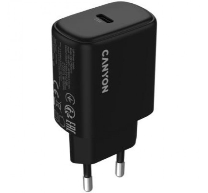 Canyon Зарядний пристрій Canyon OnCharge 250 25W 1xPD EU Black (CNE-CHA250-11)