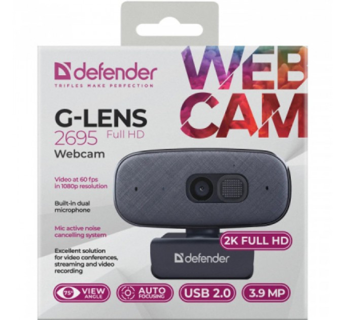 Defender Веб-камера Defender G-lens 2695 FullHD 2K 1520p Black (63195)