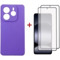 Dengos Чохол до мобільного телефона Dengos Kit Xiaomi Redmi Note 14 5G Carbon + 2 pcs glass (Purple) (DG-CTG2P-10)