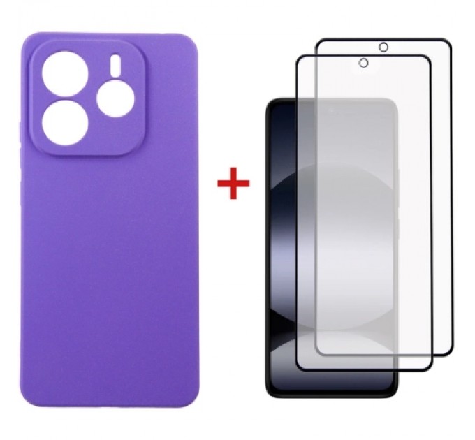 Dengos Чохол до мобільного телефона Dengos Kit Xiaomi Redmi Note 14 5G Carbon + 2 pcs glass (Purple) (DG-CTG2P-10)