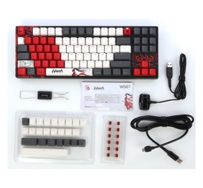 A4Tech Клавіатура A4Tech Bloody WS87 Naraka Wireless/Bluetooth Black/Red (4711421001113)
