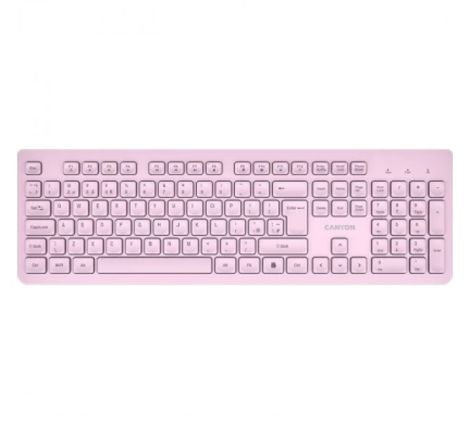 Canyon Клавіатура Canyon HKB-W01 Silent Wireless UA Pink (CNS-HKBW01P)