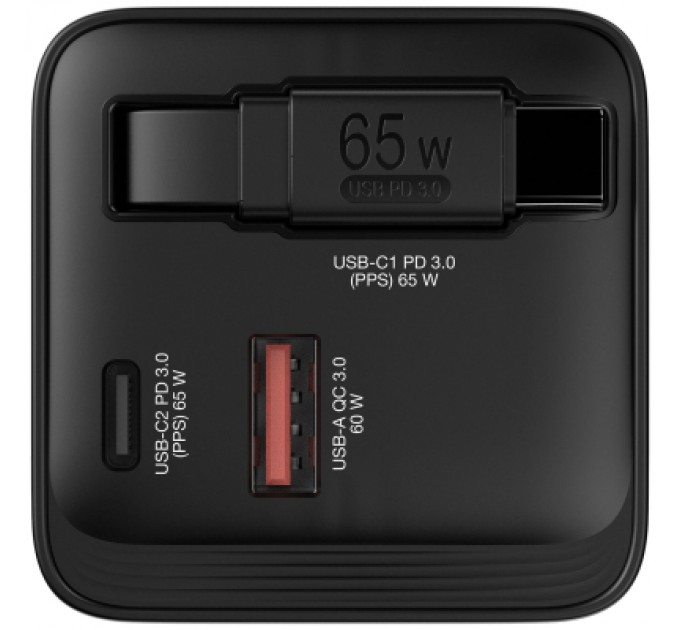 Verbatim Зарядний пристрій Verbatim GaN 65 W 2 ports (USB-C/1xUSB-A) (32217)