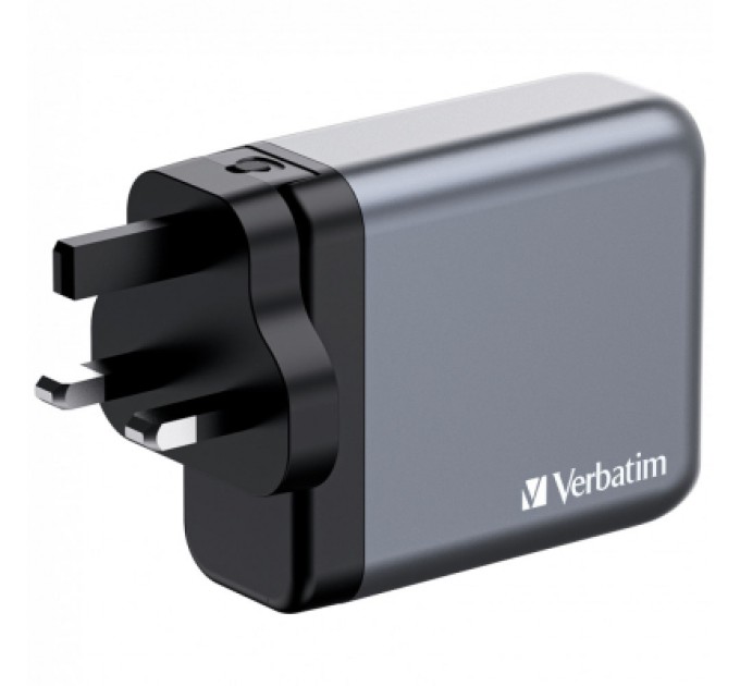 Verbatim Зарядний пристрій Verbatim GaN 140 W 4 ports (2xUSB-C-140 W,USB-C 20 W /USB-A -3.0) (32203)