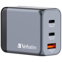 Зарядний пристрій Verbatim GaN 65 W 3 ports (2xUSB-C-65 W /USB-A -3.0) (32201)