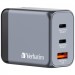 Verbatim Зарядний пристрій Verbatim GaN 65 W 3 ports (2xUSB-C-65 W /USB-A -3.0) (32201)