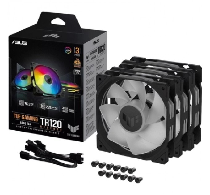 ASUS Кулер до корпусу ASUS TUF Gaming TR120 ARGB Reverse Triple Pack Black (90DA00D0-B09020)