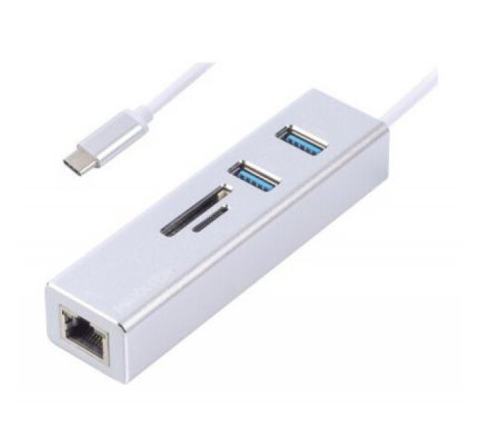 Maxxter Концентратор Maxxter USB to Gigabit Ethernet, 2 Ports USB 3.0 + microSD/TF card r (NECH-2P-SD-01)