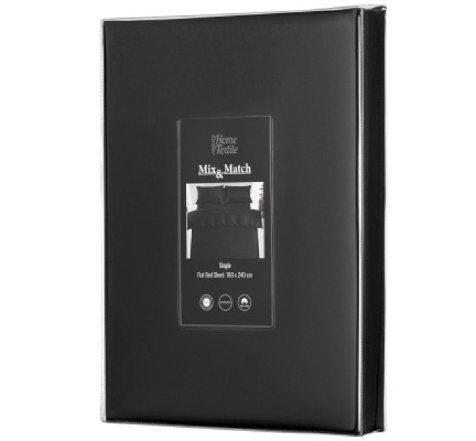 Ardesto Простирадло Ardesto Mix&Match Premium 100% бавовна, сатин чорний 180х240 см (ART1824FSL)