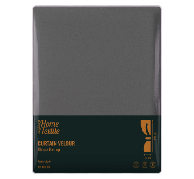 Ardesto Штора Ardesto велюр 100% поліестер,150х270 см синій сірий (ART1030GR)